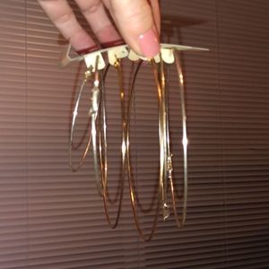 3pack of big, lightweight silver and gold hoop earrings